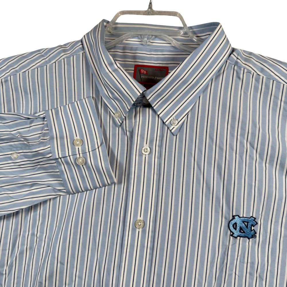 Pennington & Bailes UNC Tar Heels Shirt Mens XXL Blue Striped Button Down Cotton